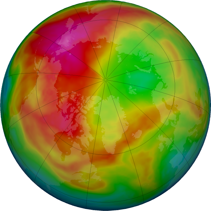 Arctic ozone map for 14 February 2024